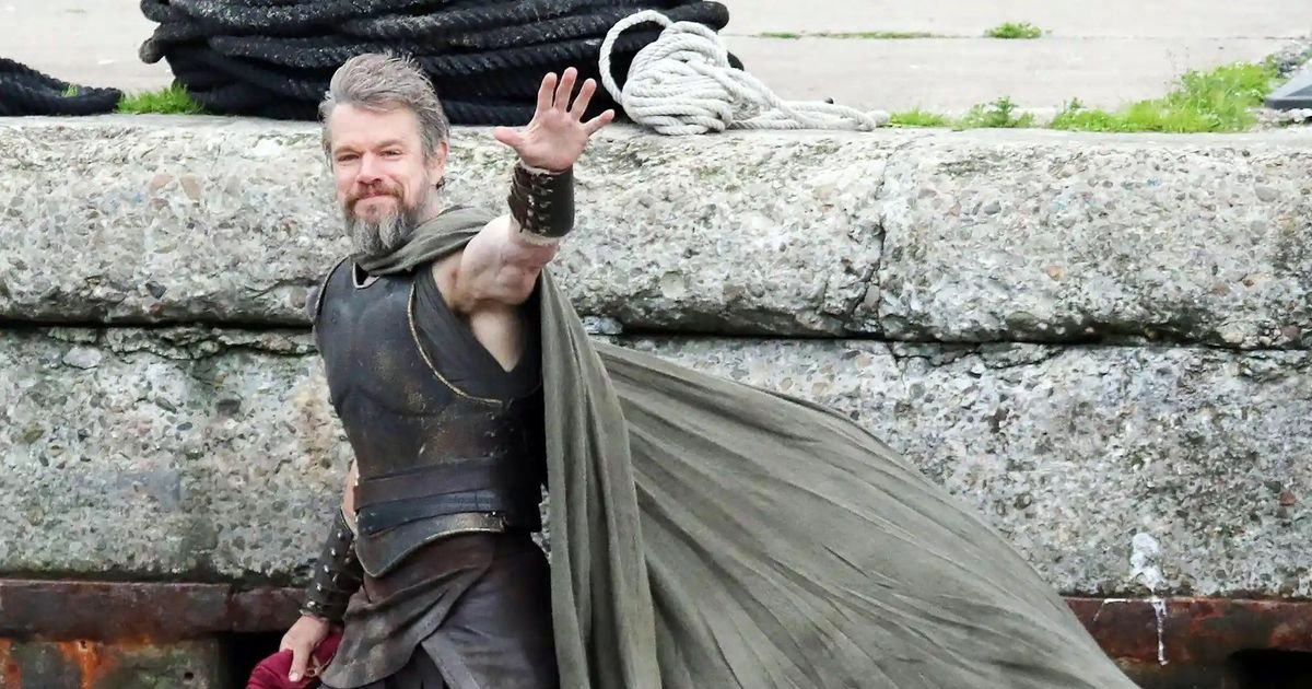 #MattDamon am Set von „The Odyssey“, während er 5 Asada für die Umkleidekabine b | Cinexcepción