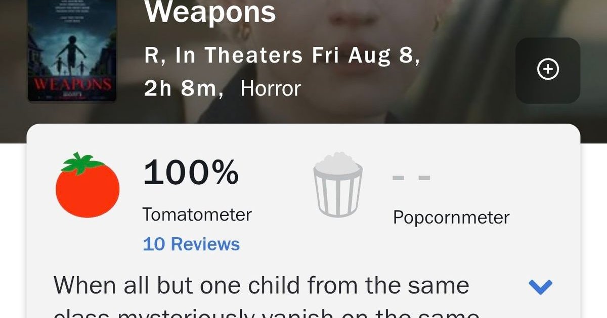 #Weapons de Zach Cregger estreou com 100% de aprovação. | Cinexcepción
