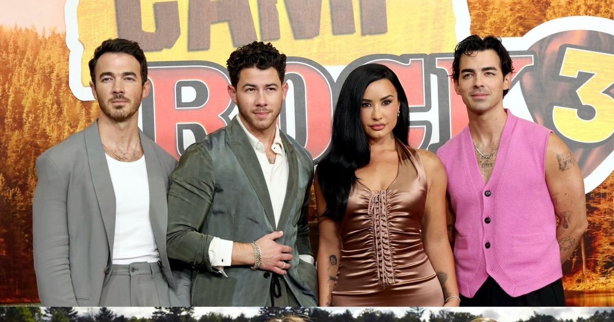Demi Lovato e os Jonas Brothers na estreia de Camp Rock 3. | Cinexcepción