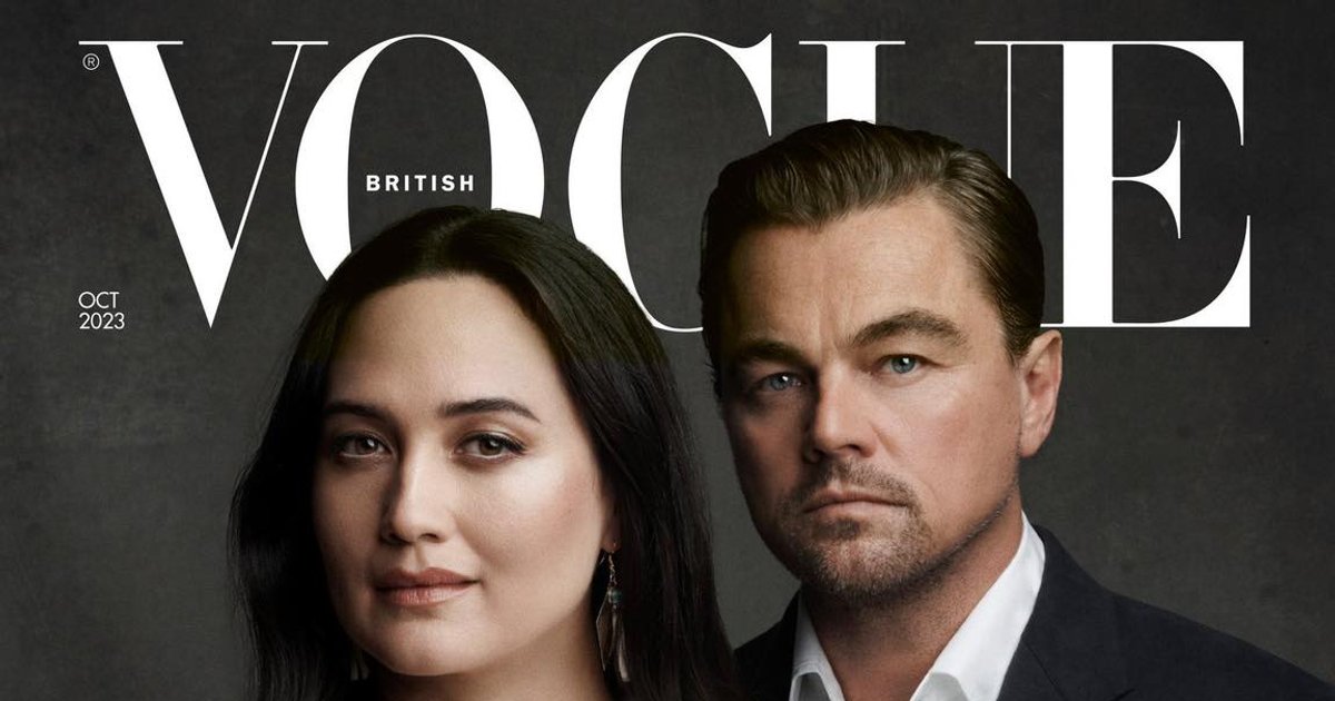 Leonardo DiCaprio y Lili Gladstone en la portada de Vogue, a propósito del  | Cinexcepción
