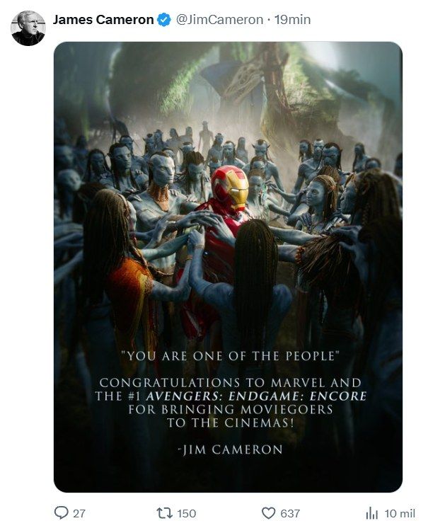 Chequen esto, el buenazo de James Cameron ya salió a tirarle flores a Marve | Cinexcepción